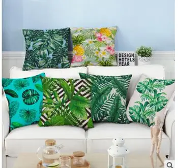 kūrybos akvarelė žalieji augalai medvilnės skalbiniai, pagalvės cove užvalkalas aikštėje dekoratyvinis pobūdžio mesti pagalvės užvalkalą pagalvę padengti