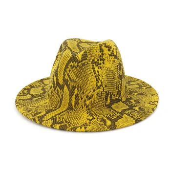 Sprogstamųjų WomenFelt Fiodoro skrybėlę šiltas fetrinė skrybėlė autumnwinter vyrų gyvatė modelis viršų visas rungtynes, jazz big kraštais skrybėlę vilnonių skrybėlę