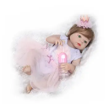 silikono reborn baby lėlės mergaitės viso kūno mergaitę, žaislai vaikams, kūdikių lėlės žaislas 56cm mini lėlės vaikų Dienos dovana mama, mama 22inch