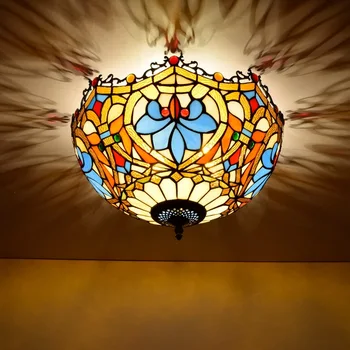 40cm Europos Stiliaus Gražių Karoliukų Derliaus Tiffany Spalvinga Stiklas, Restoranas, Kambarių Eilėje Vonios kambarys Stiklo Lubų Lempa