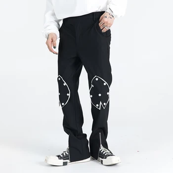 Kelio pleistras Dvigubas užtrauktukas tactical kelnes dizaino kelnės vyrams high street streetwear kelnės vyriškos bėgimo kelnės vyrams R69