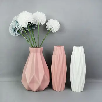 Neperleidžiama Plastiko Gėlių Vaza Apdailos Namų Baltos Spalvos Imitacija, Keramikos Vazos Gėlių Vazonas Dekoro Šiaurės Stiliaus Gėlių Bakas