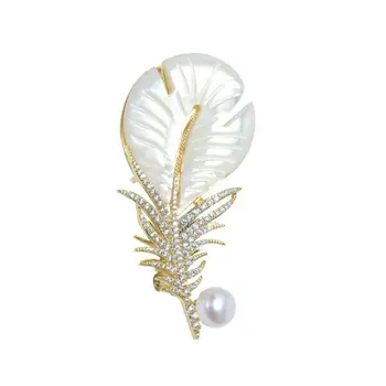 Naujas moterų spalvingas blizgesį gamtos perlas sagės kubinis cirkonis shell plunksnų sagė asmenybės lady papuošalai