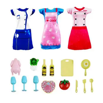 18 Straipsniai /Aikštelė Vaikams, Žaislai Mados Suknelė Miniatiūriniai Lėlių Priedai Mini Maisto produktų, Virtuvės Dalykų, Barbie, 