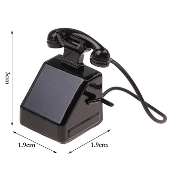 1:12 Derliaus Mini Mini Telefono Modelis Retro Balck Pasukimo Telefono Lėlių Namelio Baldai, Žaislai, Apdailos Reikmenys