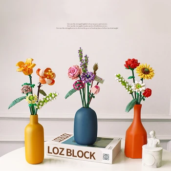 Pastato Blokas Puokštė 3D Modelį, Dirbtinės Gėlės Namų Dekoro Mažus Papuošalus 