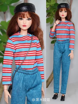 Tinklo marškinėliai ir džinsai kelnės (aprangos komplektas aprangą 1/6 BJD Xinyi FR ST Barbie Lėlės / 30cm lėlės drabužiai
