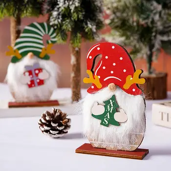 Geras Patraukli Balta ant kad Beveidis Gnome Kalėdų Darbastalio Ornamentu Namų Beveidis Ornamentu Mediniai Ornamentu