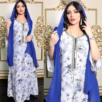 Kukli Suknelė arabų Šalikas Musulmonų Moterims Abaja Hijba Spausdinimo ilgomis Rankovėmis Artimųjų Rytų Maxi Suknelės Realios Nuotraukos 2022