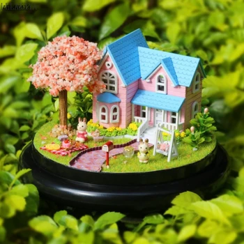 Lėlės Namų Ūkis, Sodas, Mediniai Miniatiūriniai Namų Surinkimas Lėlių Kambaryje 