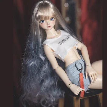 BJD doll perukas tinka 1/3 1/4 1/6 dydis bjd mergina wig pakilo vandens čiurlenimu gradientas banga lėlės priedai (trijų spalvų)
