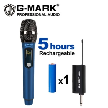 Belaidžio Microphon G-MARK X220U UHF Įrašymo Karaoke Su Įkraunama Ličio Baterija, Darbas 5 Valandų Garsiakalbis Šalis Bažnyčia