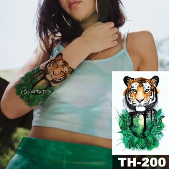 Atsparus vandeniui Laikina Tatuiruotė Lipdukas Akvarelė tigrų džiunglės modelio gyvūnams Vandens Perdavimo body art 