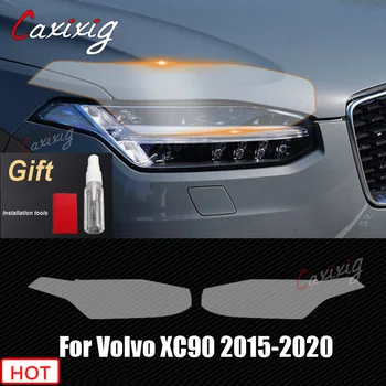 Automobilių LH+RH Dūmų TPU Žibintai Apsaugos Pjaustytuose Priekinių žibintų Plėvelė Lipdukas Padengti Apdaila Volvo XC90 2015-2020 m. Priedai 