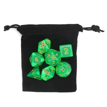 Karšto 7 Vnt/Set Polyhedral Skaitmeninis Kauliukai Šviesiai Žalia su maišeliu DnD RPG D4-D20 Pramogų Kalėdų Dovanos TRPG Žaidimų Mėgėjams