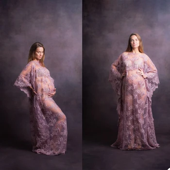Elegantiškas Moteris, Seksualus Chalatas Nėrinių Ilgomis Rankovėmis Užsakymą Nėščia Aplikacijos Pižama Fotosesiją Šalies Promenadzie Suknelė