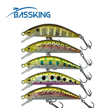BASSKING Mini Sinking Minnow Žvejybos Masalas 46mm/3.6 g 54mm/4,7 g Dirbtinis nepastovi žmogus Plastiko Sunku Masalas Bass Lydekų, Upėtakių Žvejyba Spręsti
