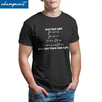 Vyrai Dievas Sakė, Maxwell 'S Lygtys Marškinėliai Matematikos Mokslų Mokslininkas vatos Pagaliukai Laisvalaikio Trumpas Rankovės Tees 4XL 5XL T-Shirt