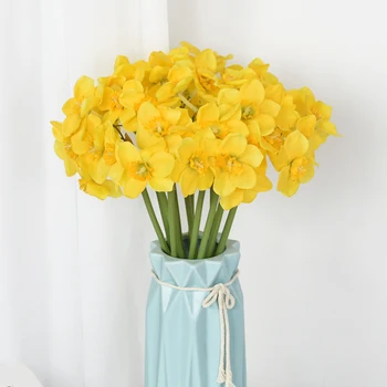 6pcs Dirbtinis Narcizas Gėlių Puokštė Šilko Geltona Modeliavimas Narcizas Netikrą Gėlių Namuose Darbastalio Apdaila Vestuvių Scena Dekoras