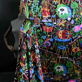 Naujų Spalvų Pasaulio Animacinių filmų Modelis Šilko Ruožas Satino 1m Padėties nustatymo Marškinėliai, Sijonas Dizaineris Šilko Audiniai, Siuvimo metrais Medžiaga Div