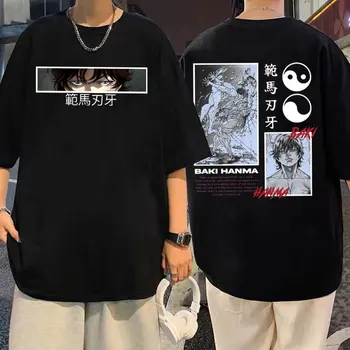 Anime Baki The Grappler Yujiro Hanma Grafinis Marškinėlius Vyrų, Moterų Vilnos Tees Trumpas Rankovės Mens Hip-Hop Negabaritinių Marškinėliai Streetwear