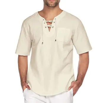 Nauja Stiliaus Vasaros Vyrų Pagrindinio vientisos Spalvos Trumpas Rankovėmis Medvilnės Linija, Laisvi Marškinėliai ABD321