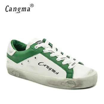 CANGMA Prabangos Prekės ženklo Dizaineris Komforto, Ponios Batai Rudenį Baltas Žalias natūralios Odos Sportbačiai Moterims Butai Derliaus Moteris