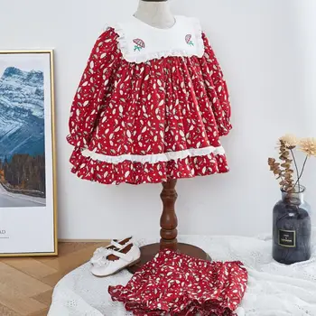 baby girl rudens derliaus ispanijos lolita dress vaikams ilgomis rankovėmis lėlės spausdinti kamuolys suknelė suknelė