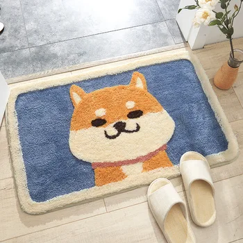 Animacinių filmų Akita šuo flocking kiliminė danga, kilimėliai namų vonios durys, vonios kambarys neslidus kilimėlis absorbentas pėdų kilimėlis