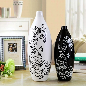 Vaza lt céramique noir et blanc, 2 pièces/daug, décoration créative pour la maison, vaza décoratif comptoir de à la mode