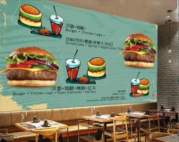 3d foto Tapetai užsakymą freskos Retro greito maisto restoranas gourmet burger frock namų dekoro tapetai sienos ritininis miegamasis
