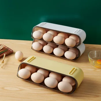 Viename-Įrengta Virtuvė, Šaldytuvas Slide Tipo Kiaušinių Laikymo Dėžutė Tilt Krovimas Atidaryti Plastikinių Maisto Produktų Laikymo Roll-Iš Kiaušinių Dėžutės