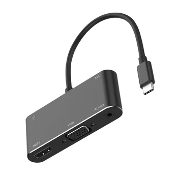 USB C HUB C Tipo Docking Station 5 in 1 USB-C Pasirinktinio įvedimo Adapteris su USB 3.0 Tipo C Prievadai HDMI VGA Audio 