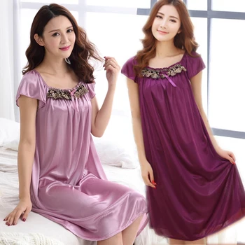 Moterų sleepwear nightgowns Seksualus Moterų Gėlių šilko pižamą Skraiste Sleepshirts plius nightdress moterų chalatas naktį suknelė