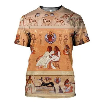 Vyrų Ir Moterų Pat trumparankoviai Spausdinami 3D Senovės Egipto Deivė Faraonas Spausdinti Hip-hop Street Sporto Mados T-shirt