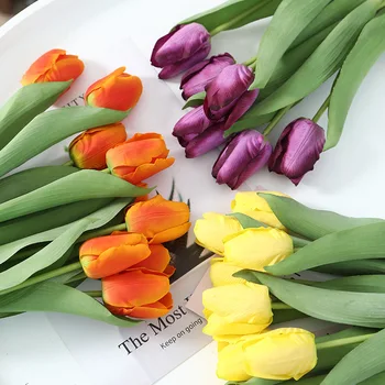 11Pcs Tulpių Dirbtinių Gėlių Puokštė Aukštos Kokybės Nekilnojamojo Touch Drėkina, Vestuvių Dekoravimas Gėlėmis Namų Dekoro Garen