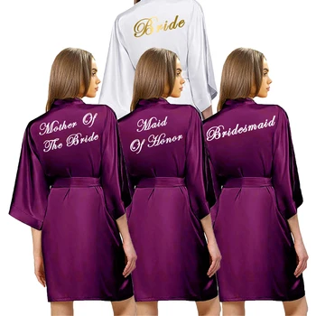 Violetinę Satino Chalatas, Nuotaka Bridesmaid, Chalatai Rose Gold Kambariniai Chalatai Moterims, Trumpus Vestuvinius Drabužius Vestuves Chalatas Sleepwear