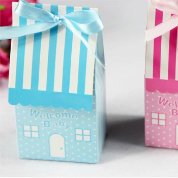 Vietoje didmeninė Europos rožinė mėlyna vestuvių namas vestuvių saldainių dėžutė saldainių spalvos vestuvių lankstymo pakuotės dėžutė